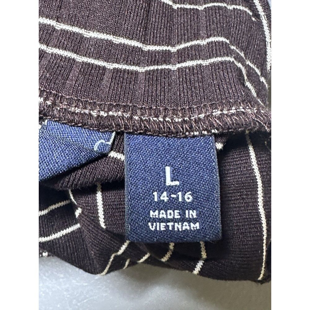 LANDS' END Stretch Cotton Striped Turtleneck' Brown And White Size Large - Picture 4 of 5